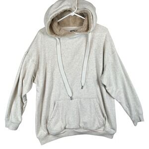 Aerie Sherpa Lined Fleece Hoodie Oatmeal Heathered Size S‎ P